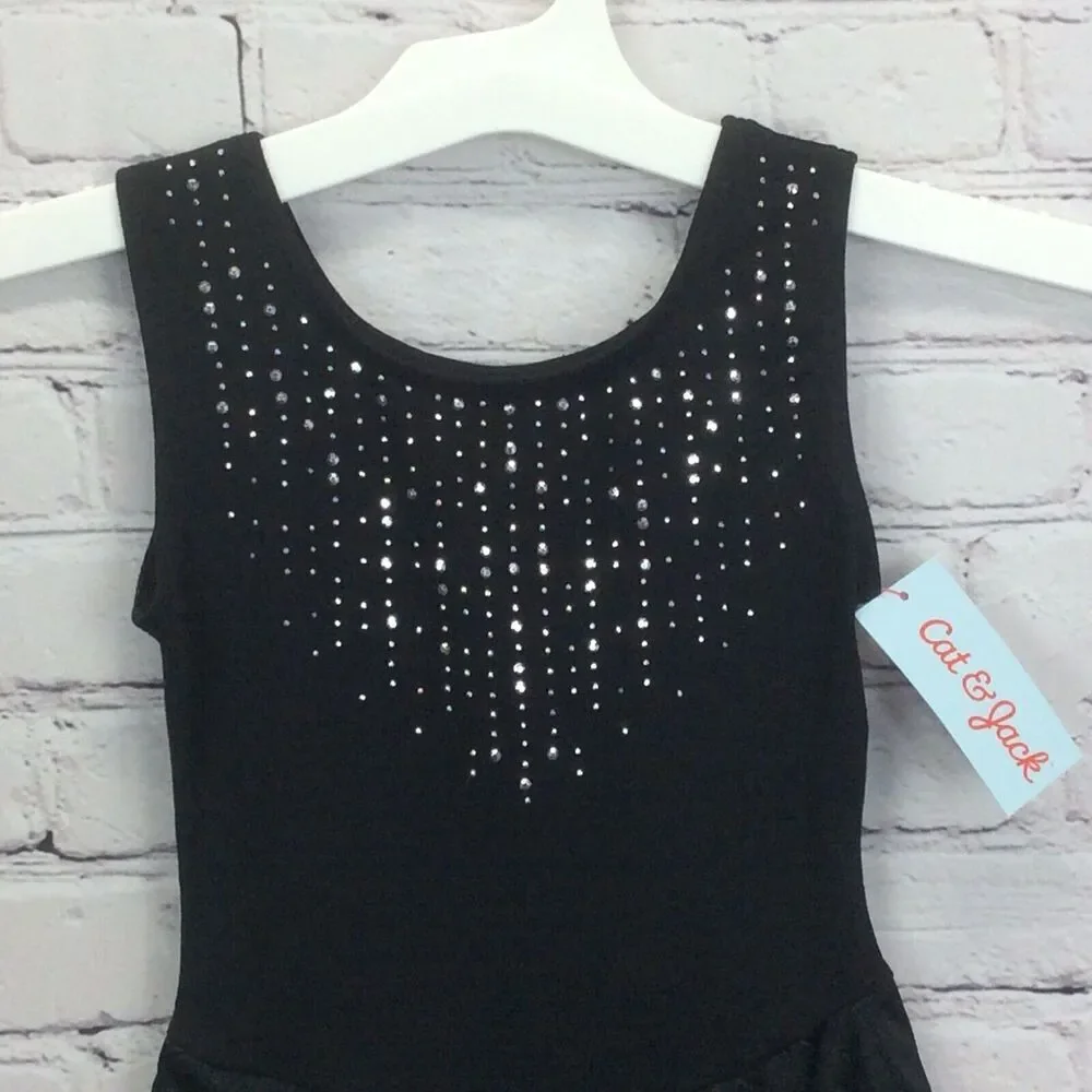 Cat & Jack Girls Tank Leotard Black Ballet Dance Gymnastics Bodysuit Sz S (6/6x)